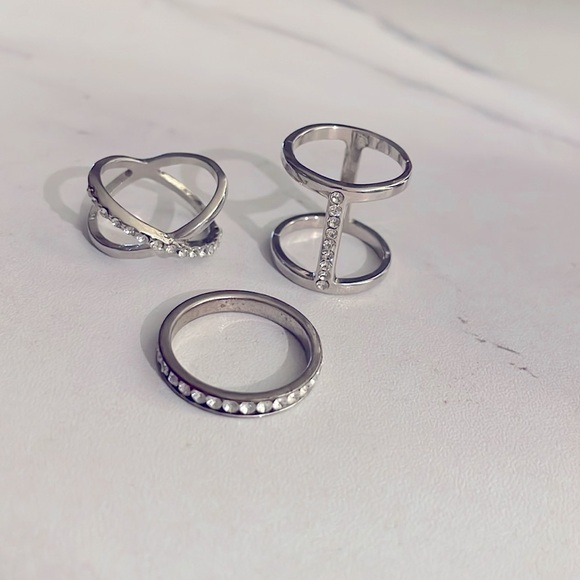 Silver Y2K Stackable Ring Bundle - Picture 1 of 5
